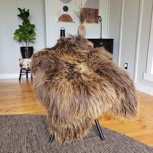 XXL Rusty Brown Icelandic Sheepskin Rug Fur Throw Pelt 56" x 36"